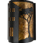 Meyda Lighting County Fair 8" Textured Black Wall Sconce With Amber Mica Shade Glass