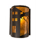 Meyda Lighting County Fair 8" Textured Black Wall Sconce With Amber Mica Shade Glass