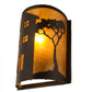 Meyda Lighting County Fair 8" Textured Black Wall Sconce With Amber Mica Shade Glass