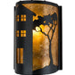 Meyda Lighting County Fair 8" Textured Black Wall Sconce With Amber Mica Shade Glass
