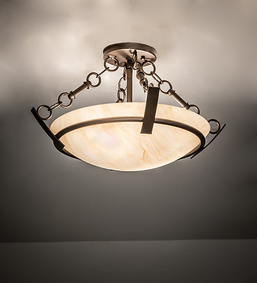 Meyda Lighting Covina 18" 2-Light Tyler Bronze Semi-flush Mount Light With Beige Sahara Taupe Idalight Shade