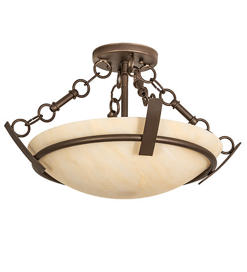 Meyda Lighting Covina 18" 2-Light Tyler Bronze Semi-flush Mount Light With Beige Sahara Taupe Idalight Shade