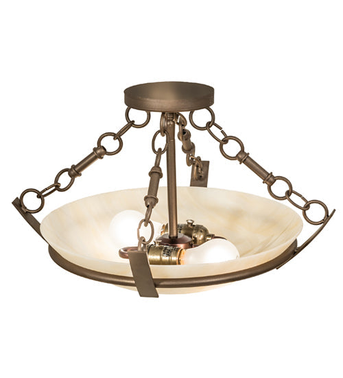 Meyda Lighting Covina 18" 2-Light Tyler Bronze Semi-flush Mount Light With Beige Sahara Taupe Idalight Shade