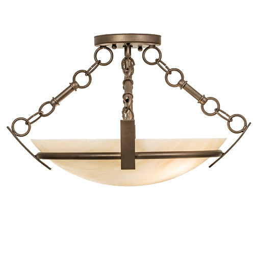 Meyda Lighting Covina 18" 2-Light Tyler Bronze Semi-flush Mount Light With Beige Sahara Taupe Idalight Shade