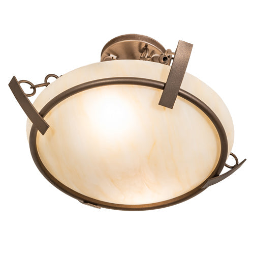 Meyda Lighting Covina 18" 2-Light Tyler Bronze Semi-flush Mount Light With Beige Sahara Taupe Idalight Shade