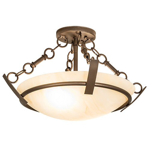 Meyda Lighting Covina 18" 2-Light Tyler Bronze Semi-flush Mount Light With Beige Sahara Taupe Idalight Shade