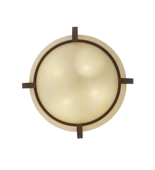 Meyda Lighting Covina 30" 4-Light Antique Rust Semi-flush Mount Light With Beige Botticino Idalight Shade
