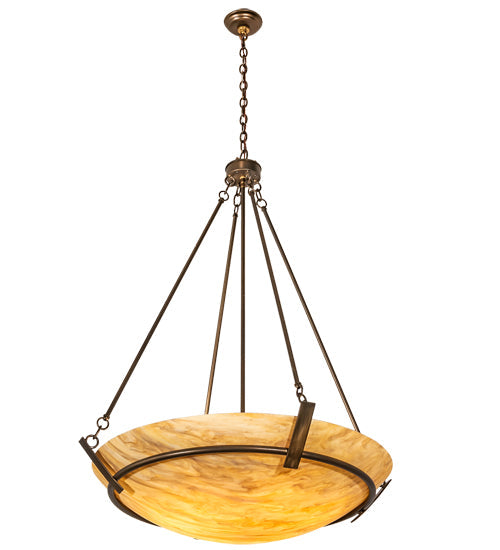 Meyda Lighting Covina 36" 6-Light Antique Copper Inverted Pendant Light With Travertine Idalight Shade