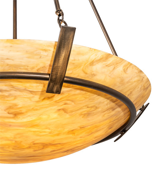 Meyda Lighting Covina 36" 6-Light Antique Copper Inverted Pendant Light With Travertine Idalight Shade