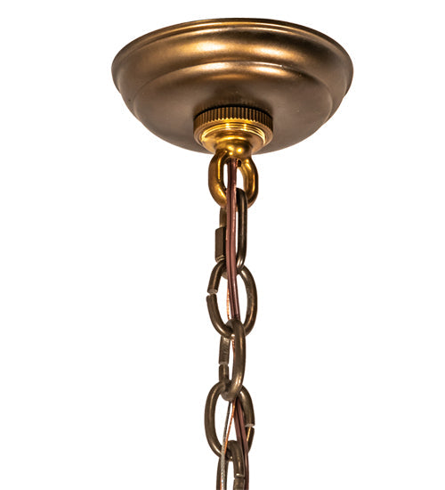 Meyda Lighting Covina 36" 6-Light Antique Copper Inverted Pendant Light With Travertine Idalight Shade