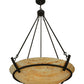 Meyda Lighting Covina 36" 6-Light Gilded Tobacco Inverted Pendant Light With Beige Tawnyrock Idalight Shade Glass