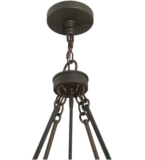 Meyda Lighting Covina 36" 6-Light Gilded Tobacco Inverted Pendant Light With Beige Tawnyrock Idalight Shade Glass