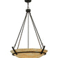 Meyda Lighting Covina 36" 6-Light Gilded Tobacco Inverted Pendant Light With Beige Tawnyrock Idalight Shade Glass
