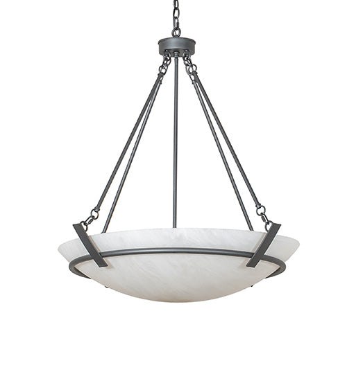 Meyda Lighting Covina 36" 6-Light Gunmetal Inverted Pendant Light With Angelwing Idalight Shade