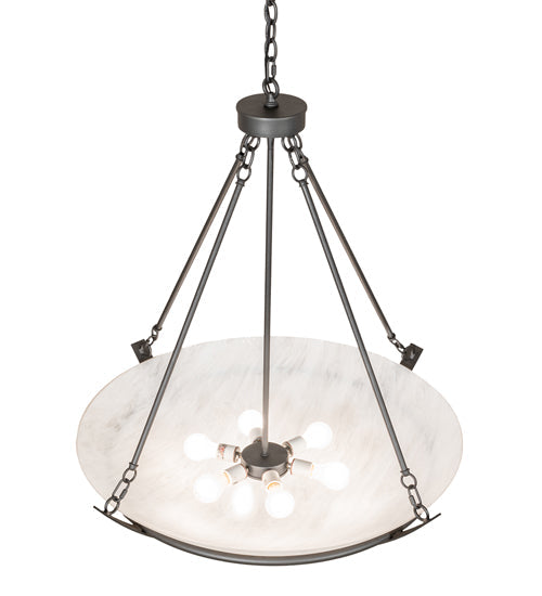 Meyda Lighting Covina 36" 6-Light Gunmetal Inverted Pendant Light With Angelwing Idalight Shade
