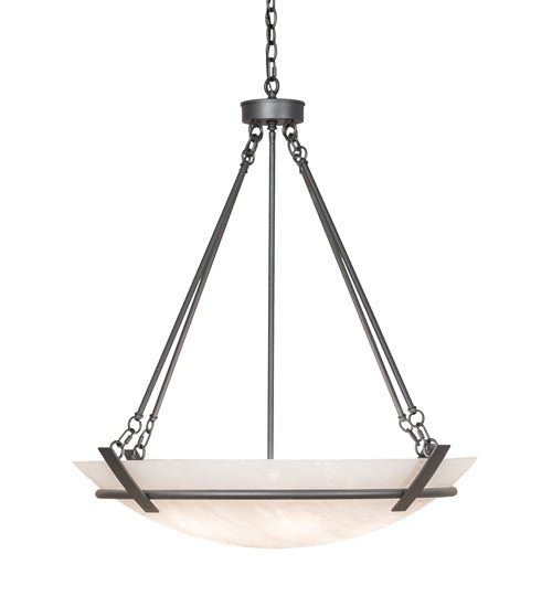 Meyda Lighting Covina 36" 6-Light Gunmetal Inverted Pendant Light With Angelwing Idalight Shade