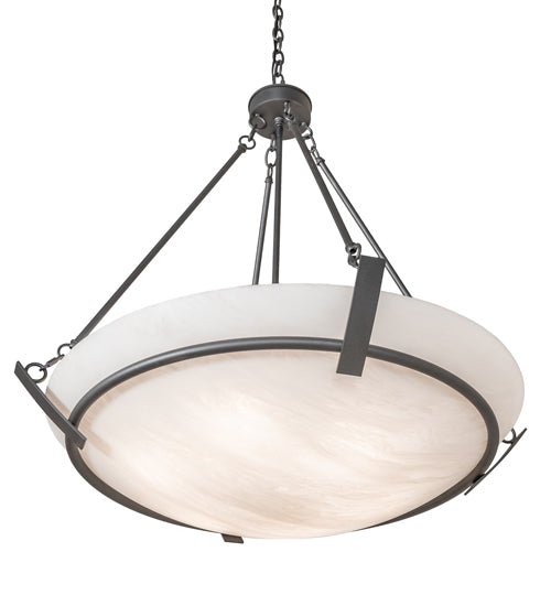 Meyda Lighting Covina 36" 6-Light Gunmetal Inverted Pendant Light With Angelwing Idalight Shade
