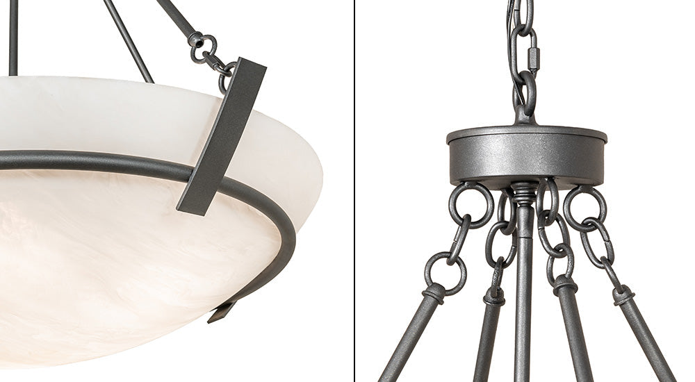 Meyda Lighting Covina 36" 6-Light Gunmetal Inverted Pendant Light With Angelwing Idalight Shade