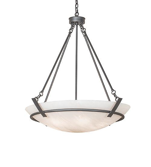 Meyda Lighting Covina 36" 6-Light Gunmetal Inverted Pendant Light With Angelwing Idalight Shade