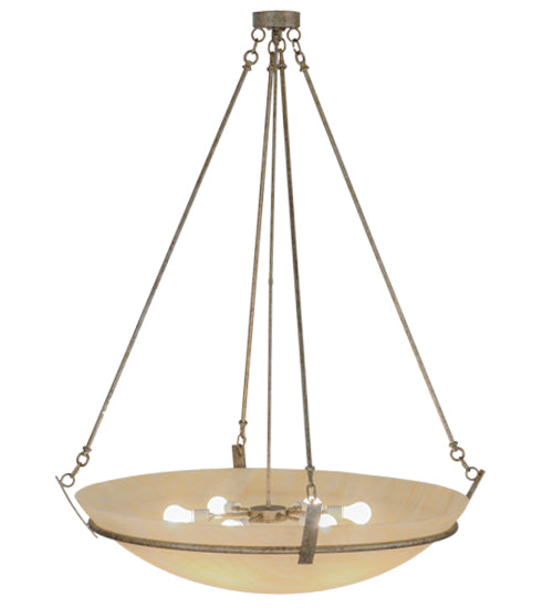 Meyda Lighting Covina 46" 8-Light LED Corinth Inverted Pendant Light With Beige Sahara Taupe Idalight Shade Glass