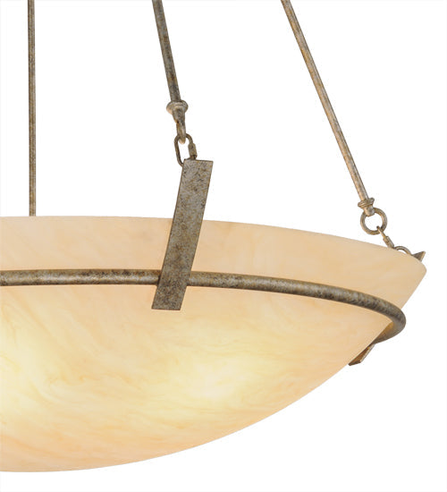 Meyda Lighting Covina 46" 8-Light LED Corinth Inverted Pendant Light With Beige Sahara Taupe Idalight Shade Glass