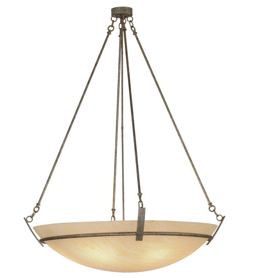 Meyda Lighting Covina 46" 8-Light LED Corinth Inverted Pendant Light With Beige Sahara Taupe Idalight Shade Glass