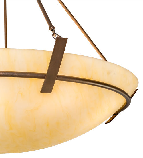 Meyda Lighting Covina 47" 8-Light Antique Rust Inverted Pendant Light With Beige Botticino Idalight Shade Glass