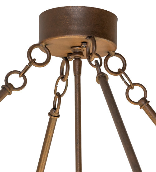 Meyda Lighting Covina 47" 8-Light Antique Rust Inverted Pendant Light With Beige Botticino Idalight Shade Glass