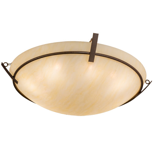 Meyda Lighting Covina 47" 8-Light Antique Rust Semi-flush Mount Light With Beige Botticino Idalight Shade Glass