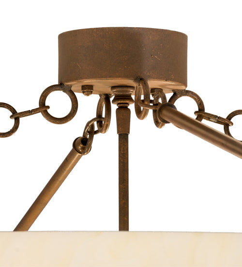 Meyda Lighting Covina 47" 8-Light Antique Rust Semi-flush Mount Light With Beige Botticino Idalight Shade Glass