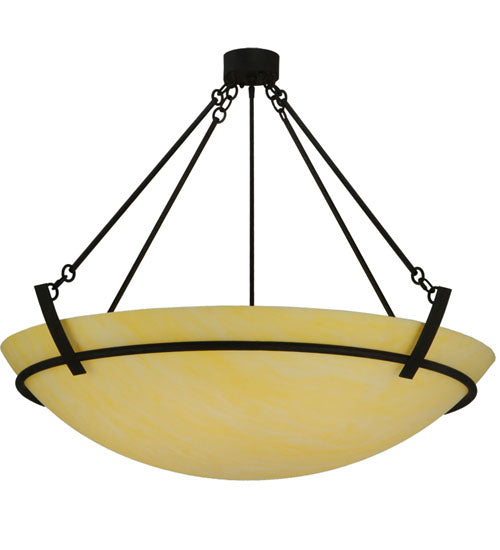 Meyda Lighting Covina 47" 8-Light Chestnut Inverted Pendant Light With Beige Botticino Idalight Shade Glass