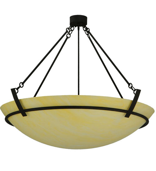 Meyda Lighting Covina 47" 8-Light Chestnut Inverted Pendant Light With Beige Botticino Idalight Shade Glass