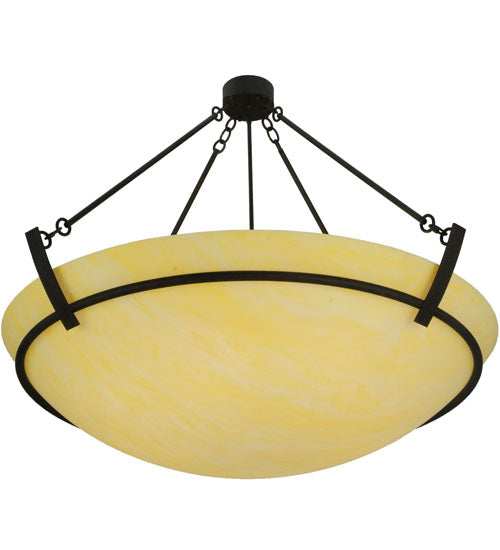 Meyda Lighting Covina 47" 8-Light Chestnut Inverted Pendant Light With Beige Botticino Idalight Shade Glass