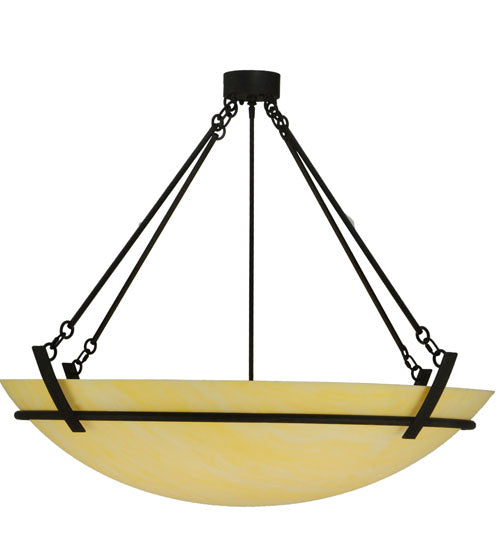 Meyda Lighting Covina 47" 8-Light Chestnut Inverted Pendant Light With Beige Botticino Idalight Shade Glass