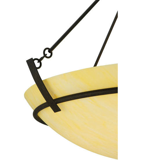 Meyda Lighting Covina 47" 8-Light Chestnut Inverted Pendant Light With Beige Botticino Idalight Shade Glass