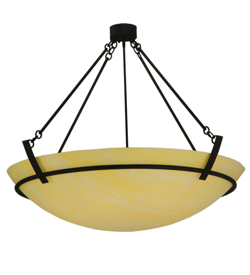 Meyda Lighting Covina 47" 8-Light Chestnut Inverted Pendant Light With Beige Botticino Idalight Shade Glass