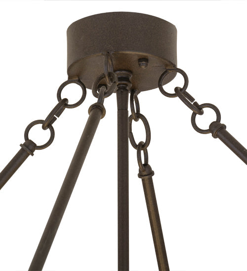 Meyda Lighting Covina 48" 8-Light Cafe Noir Inverted Pendant Light With Beige Botticino Idalight Shade Glass
