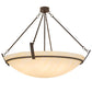 Meyda Lighting Covina 48" 8-Light Cafe Noir Inverted Pendant Light With Beige Botticino Idalight Shade Glass