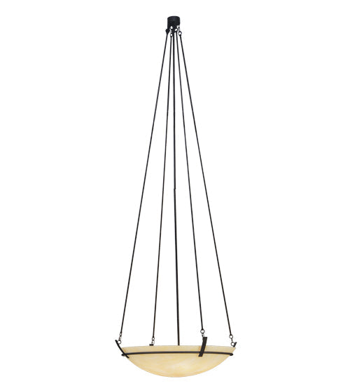 Meyda Lighting Covina 48" 8-Light Chestnut Inverted Pendant Light With Botticino Idalight Shade
