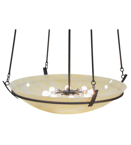 Meyda Lighting Covina 48" 8-Light Chestnut Inverted Pendant Light With Botticino Idalight Shade