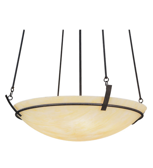 Meyda Lighting Covina 48" 8-Light Chestnut Inverted Pendant Light With Botticino Idalight Shade