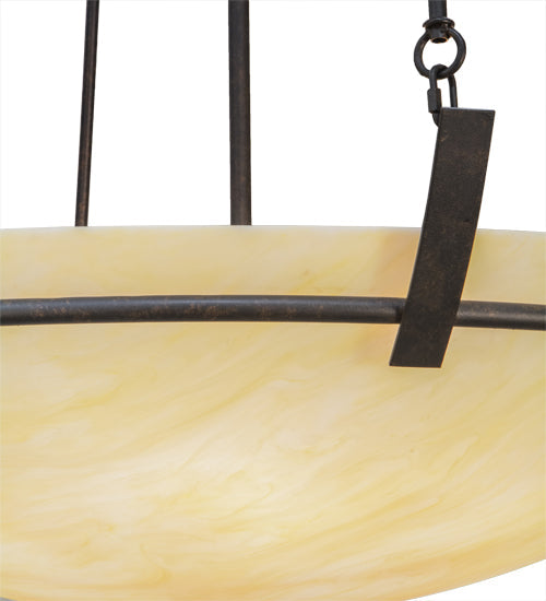 Meyda Lighting Covina 48" 8-Light Chestnut Inverted Pendant Light With Botticino Idalight Shade