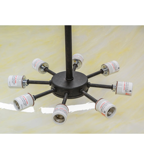 Meyda Lighting Covina 48" 8-Light Chestnut Inverted Pendant Light With Botticino Idalight Shade