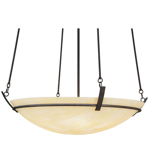Meyda Lighting Covina 48" 8-Light Chestnut Inverted Pendant Light With Botticino Idalight Shade