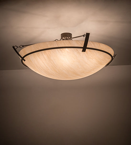Meyda Lighting Covina 48" 8-Light Gilded Tobacco Semi-flush Mount Light With Sahara Taupe Idalight Shade