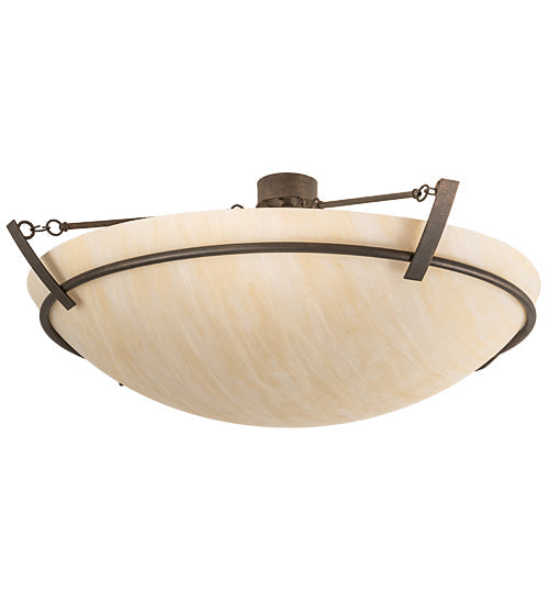 Meyda Lighting Covina 48" 8-Light Gilded Tobacco Semi-flush Mount Light With Sahara Taupe Idalight Shade