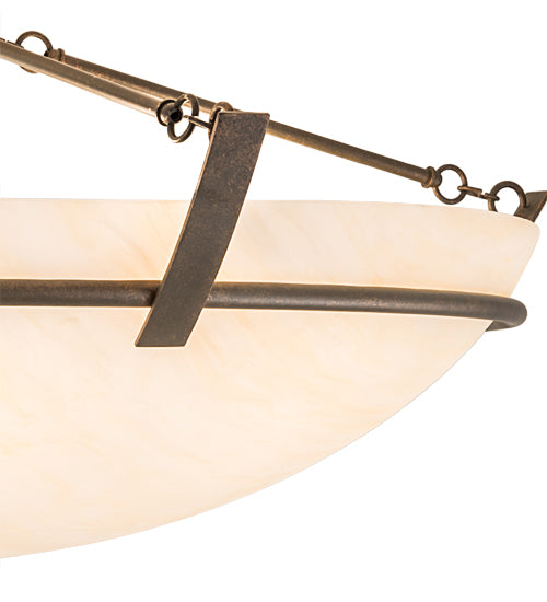 Meyda Lighting Covina 48" 8-Light Gilded Tobacco Semi-flush Mount Light With Sahara Taupe Idalight Shade