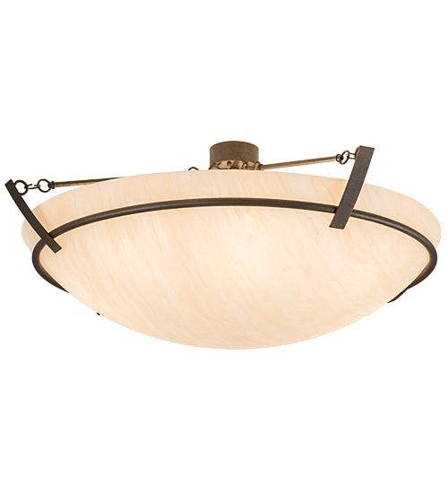 Meyda Lighting Covina 48" 8-Light Gilded Tobacco Semi-flush Mount Light With Sahara Taupe Idalight Shade