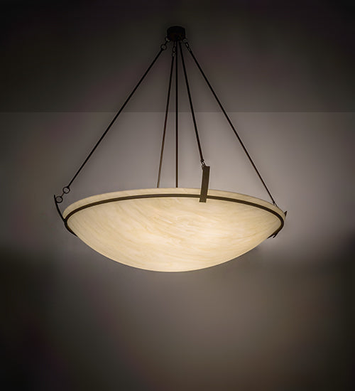 Meyda Lighting Covina 60" 10-Light Cafe Noir Inverted Pendant Light With Beige Botticino Idalight Shade Glass