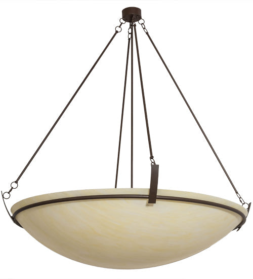 Meyda Lighting Covina 60" 10-Light Cafe Noir Inverted Pendant Light With Beige Botticino Idalight Shade Glass